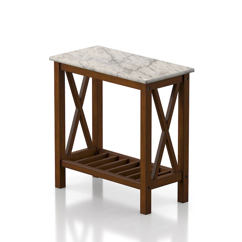 Joya Farmhouse 12-inch Faux Marble 1-Shelf Side Table by