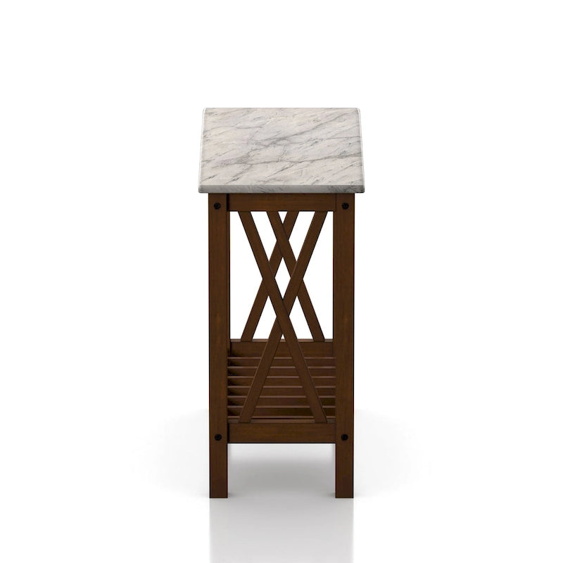 Joya Farmhouse 12-inch Faux Marble 1-Shelf Side Table by