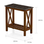 Joya Farmhouse 12-inch Faux Marble 1-Shelf Side Table by