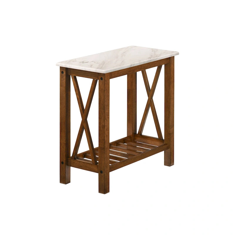 Joya Farmhouse 12-inch Faux Marble 1-Shelf Side Table by