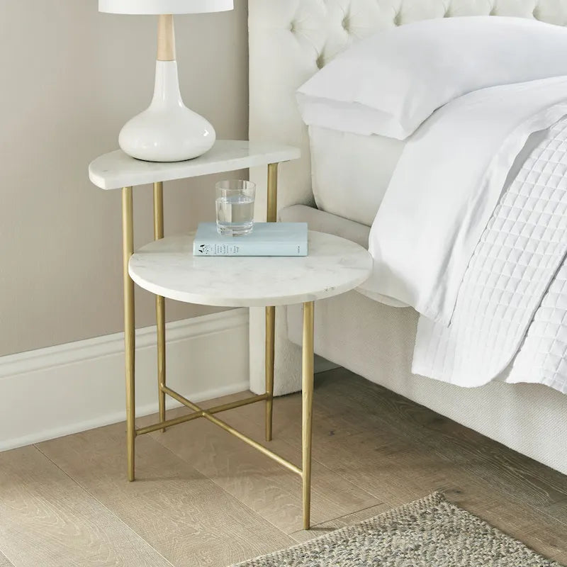 Steve Silver Parkes White Marble Top Accent Table