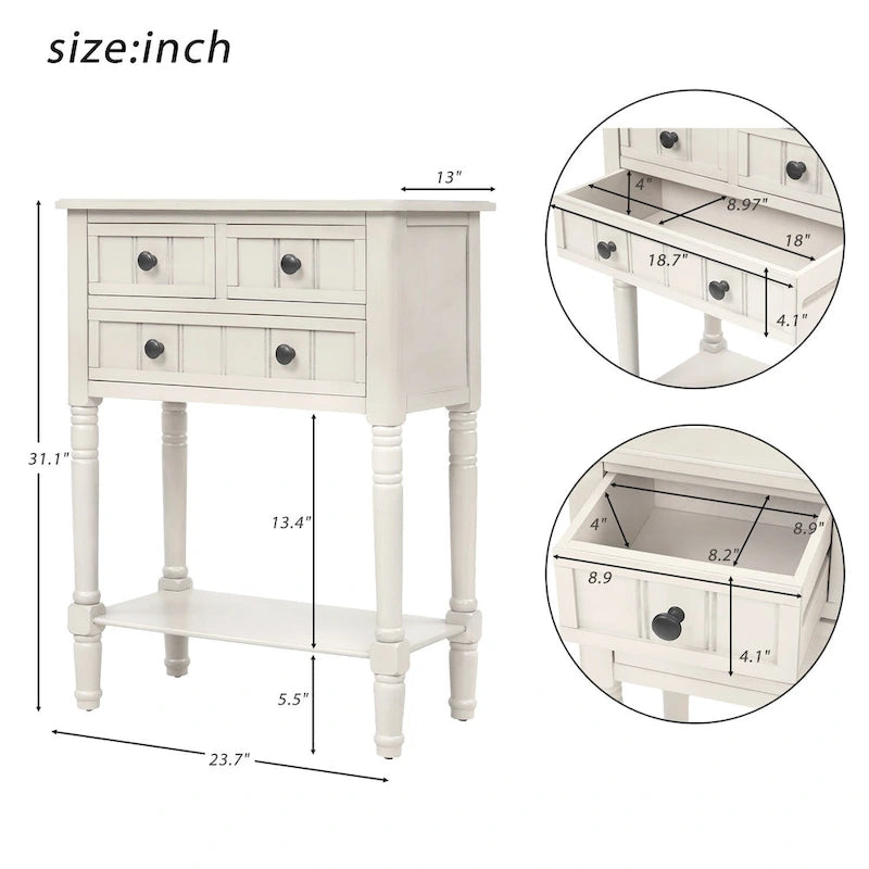 Nestfair Narrow Console Table with 3 Drawers and Shelf