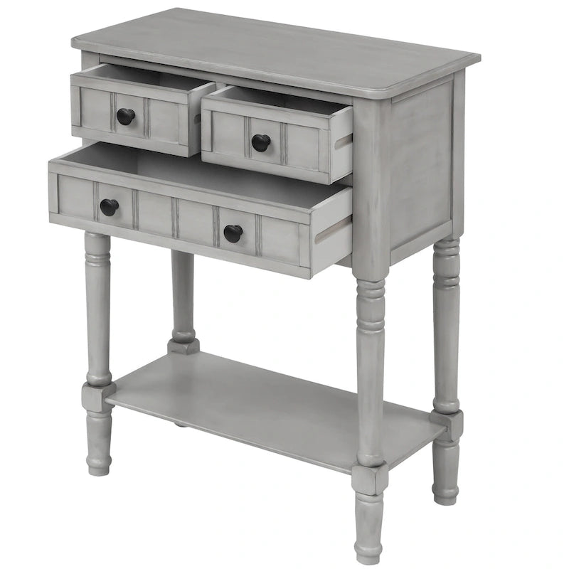Nestfair Narrow Console Table with 3 Drawers and Shelf