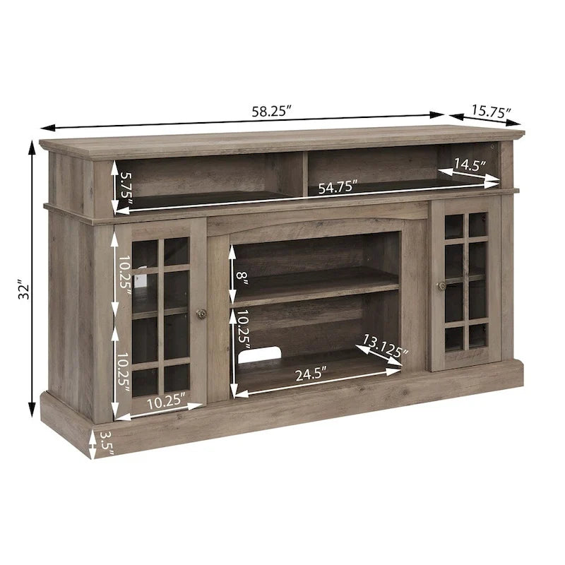 Entertainment Console with Open and Closed Storage Space