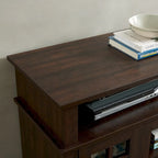 Entertainment Console with Open and Closed Storage Space