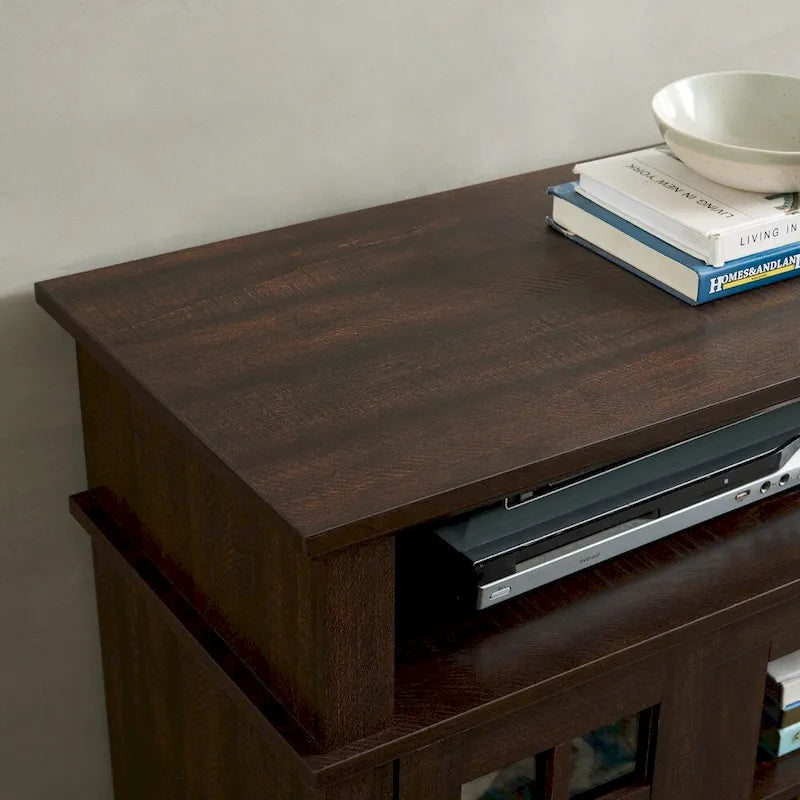 Entertainment Console with Open and Closed Storage Space