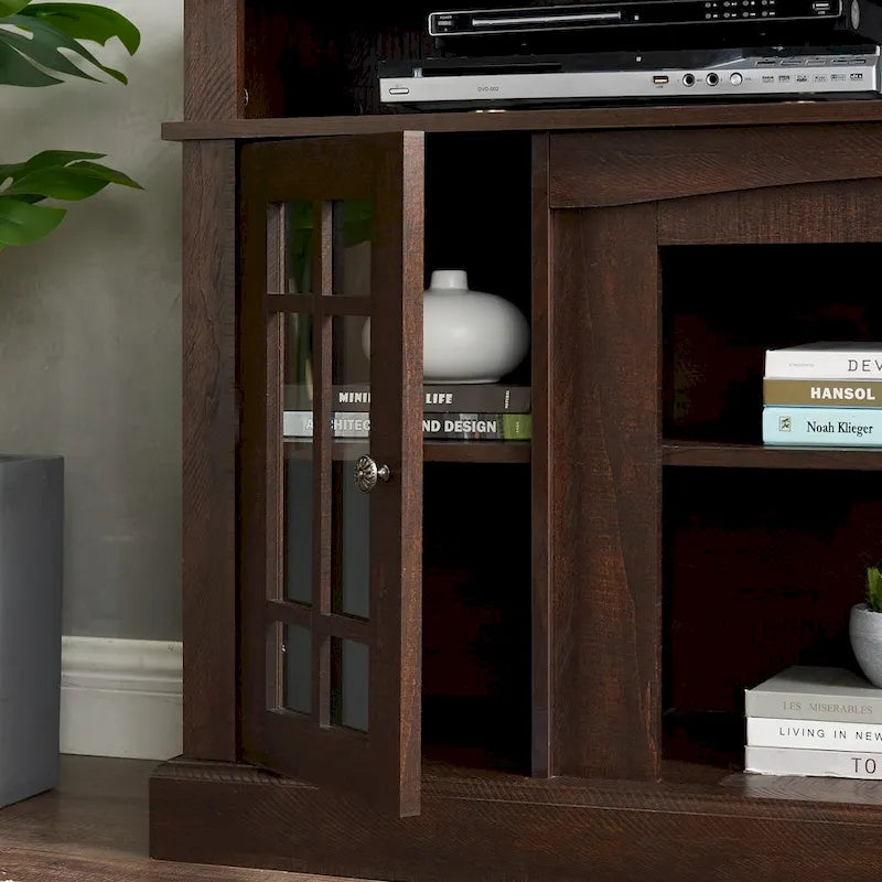 Entertainment Console with Open and Closed Storage Space