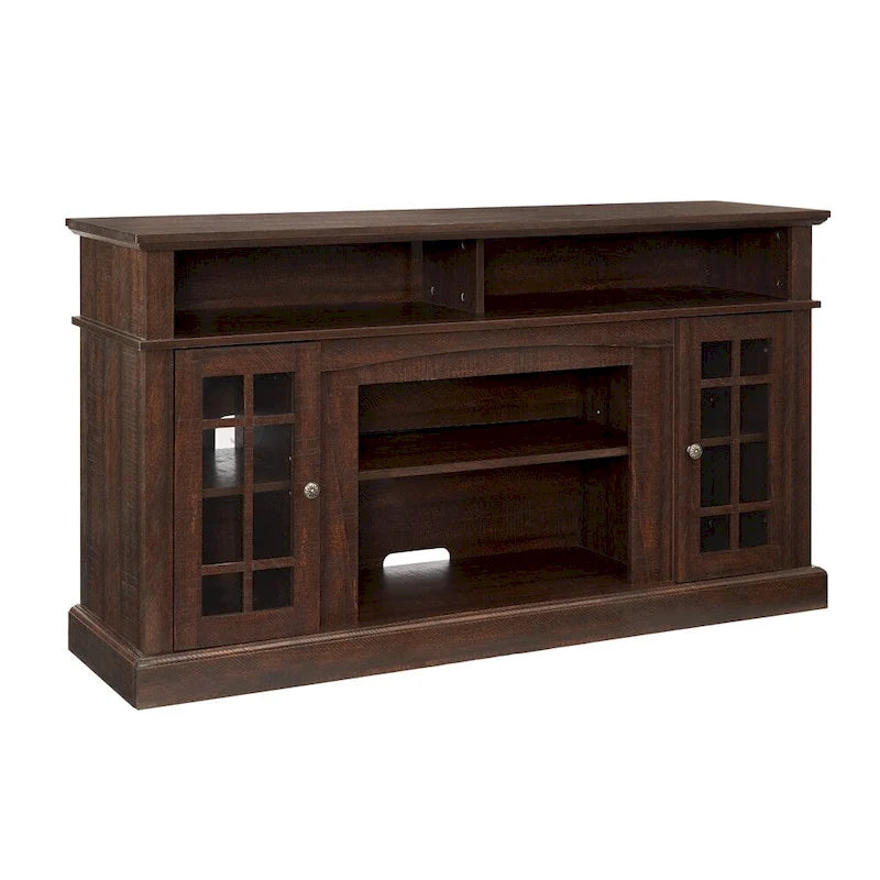 Entertainment Console with Open and Closed Storage Space