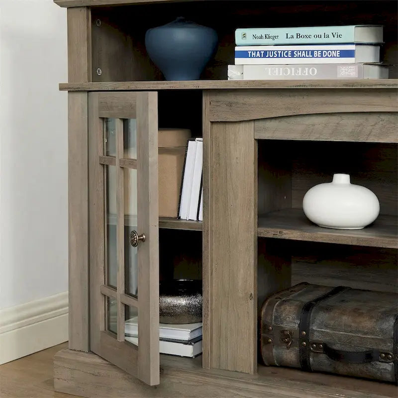Entertainment Console with Open and Closed Storage Space
