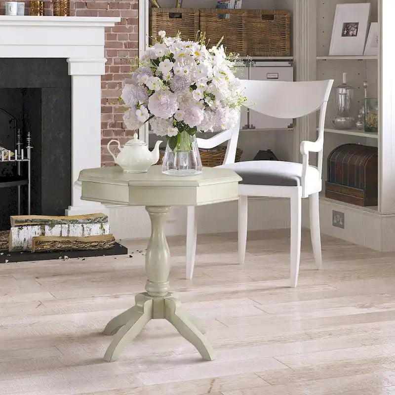 Solid Wood Octagon Side Table - Pedestal Base - 24" - 3 Finish Options