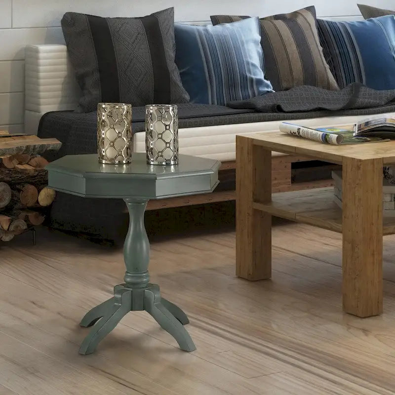Solid Wood Octagon Side Table - Pedestal Base - 24 - 3 Finish Options