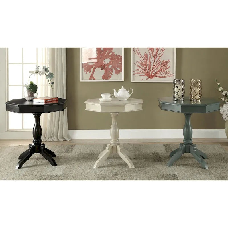 Solid Wood Octagon Side Table - Pedestal Base - 24 - 3 Finish Options
