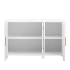 Vertical Grain Storage Cabinet - 3 Doors - Pine Legs - Metal Handles - 48W
