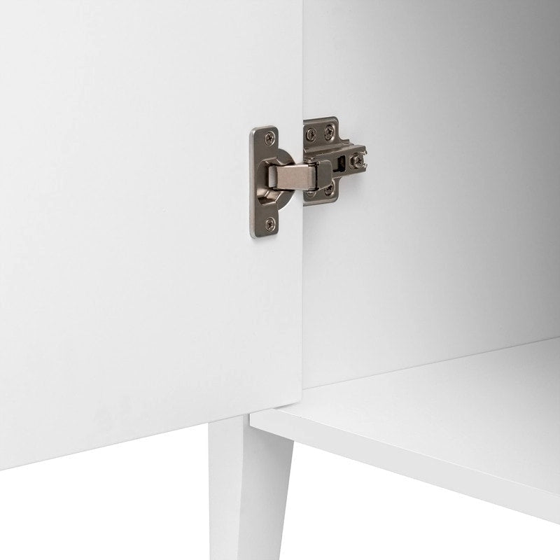 Vertical Grain Storage Cabinet - 3 Doors - Pine Legs - Metal Handles - 48W