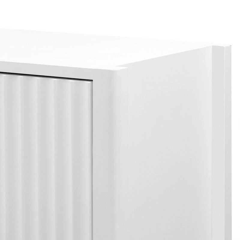 Vertical Grain Storage Cabinet - 3 Doors - Pine Legs - Metal Handles - 48W