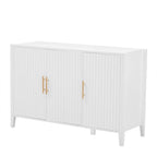Vertical Grain Storage Cabinet - 3 Doors - Pine Legs - Metal Handles - 48W