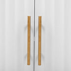 Vertical Grain Storage Cabinet - 3 Doors - Pine Legs - Metal Handles - 48W