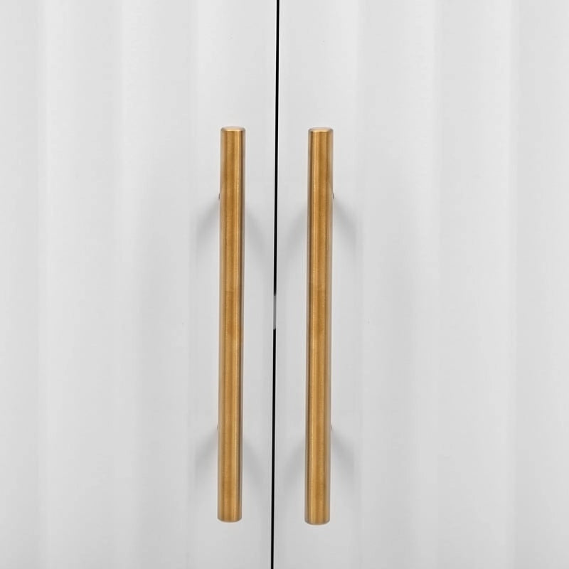 Vertical Grain Storage Cabinet - 3 Doors - Pine Legs - Metal Handles - 48W