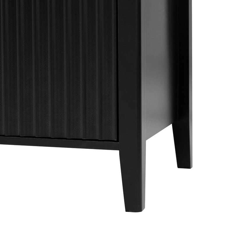 Vertical Grain Storage Cabinet - 3 Doors - Pine Legs - Metal Handles - 48W