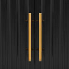 Vertical Grain Storage Cabinet - 3 Doors - Pine Legs - Metal Handles - 48W