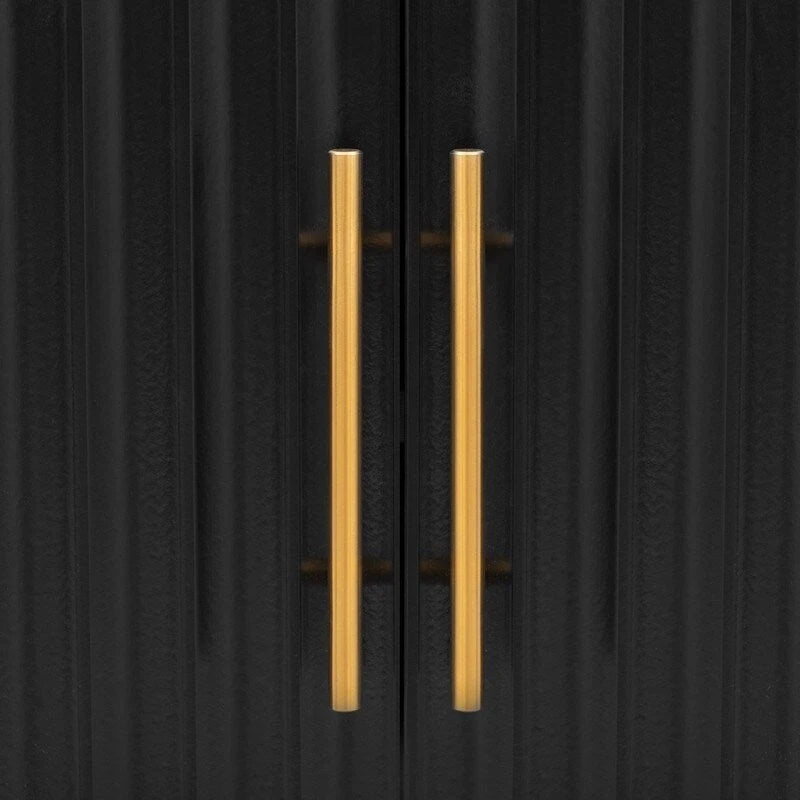 Vertical Grain Storage Cabinet - 3 Doors - Pine Legs - Metal Handles - 48W