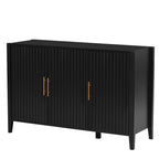 Vertical Grain Storage Cabinet - 3 Doors - Pine Legs - Metal Handles - 48W