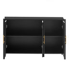 Vertical Grain Storage Cabinet - 3 Doors - Pine Legs - Metal Handles - 48W