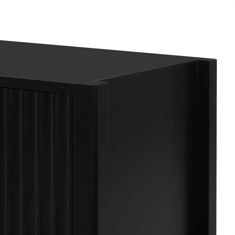 Vertical Grain Storage Cabinet - 3 Doors - Pine Legs - Metal Handles - 48W