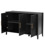 Vertical Grain Storage Cabinet - 3 Doors - Pine Legs - Metal Handles - 48W