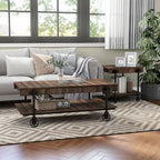 Hyssop Farmhouse Steel 2-Piece Coffee Table Set with Shelf by 