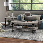 Hyssop Farmhouse Steel 2-Piece Coffee Table Set with Shelf by