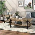 Hyssop Farmhouse Steel 2-Piece Coffee Table Set with Shelf by