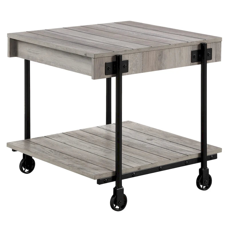 Hyssop Farmhouse Steel 2-Piece Coffee Table Set with Shelf by