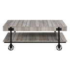 Hyssop Farmhouse Steel 2-Piece Coffee Table Set with Shelf by