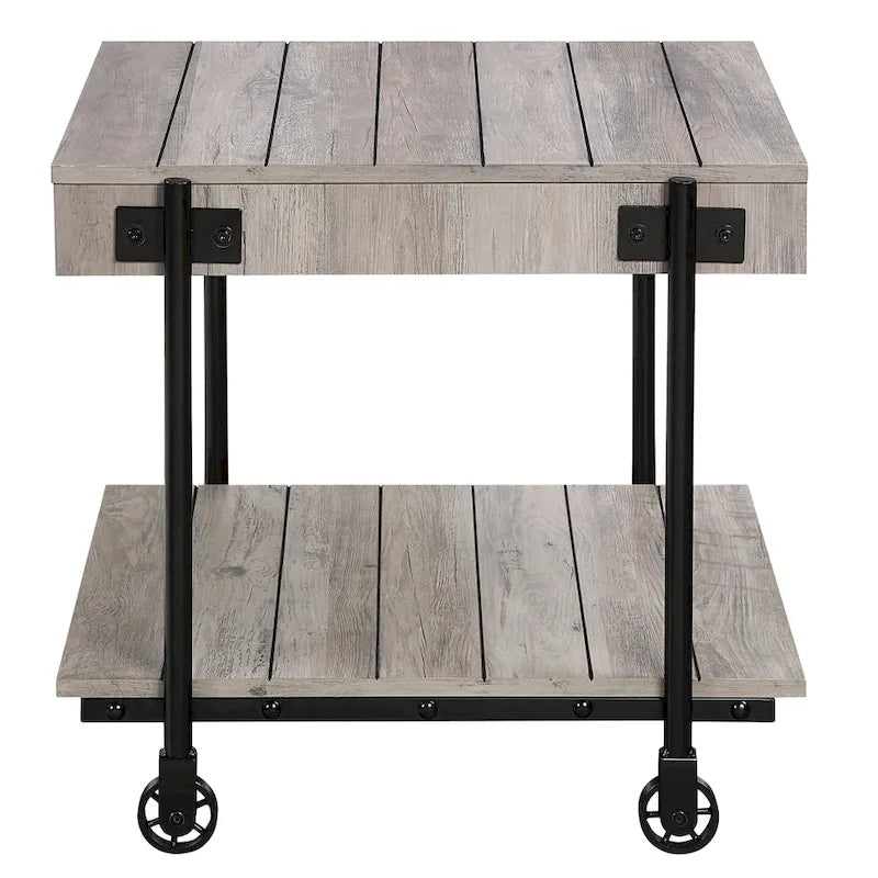 Hyssop Farmhouse Steel 2-Piece Coffee Table Set with Shelf by