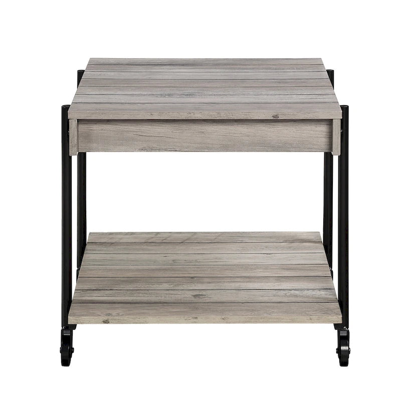 Hyssop Farmhouse Steel 2-Piece Coffee Table Set with Shelf by