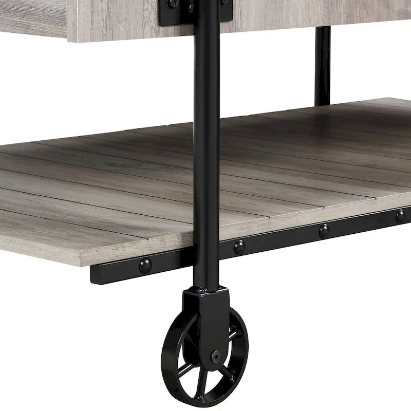 Hyssop Farmhouse Steel 2-Piece Coffee Table Set with Shelf by
