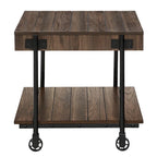 Hyssop Farmhouse Steel 2-Piece Coffee Table Set with Shelf by