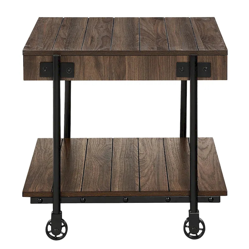 Hyssop Farmhouse Steel 2-Piece Coffee Table Set with Shelf by