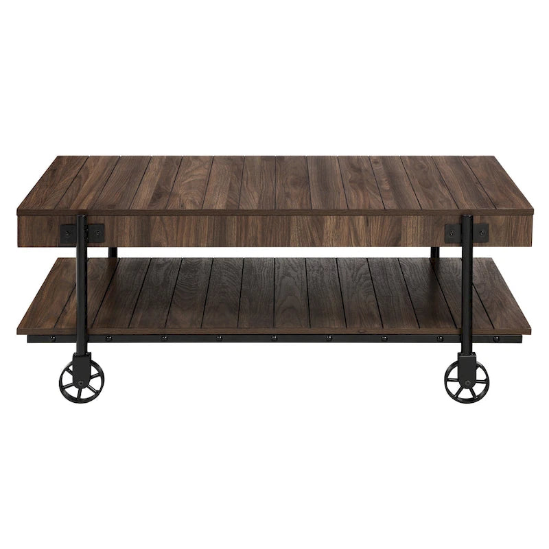 Hyssop Farmhouse Steel 2-Piece Coffee Table Set with Shelf by