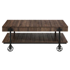 Hyssop Farmhouse Steel 2-Piece Coffee Table Set with Shelf by