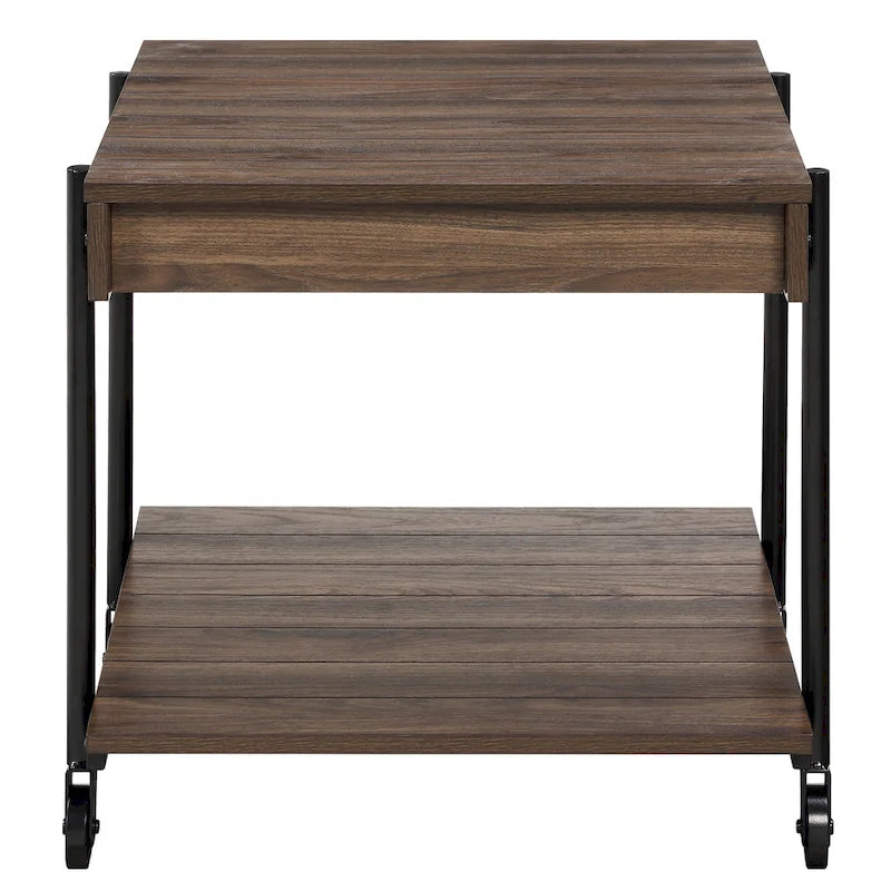 Hyssop Farmhouse Steel 2-Piece Coffee Table Set with Shelf by