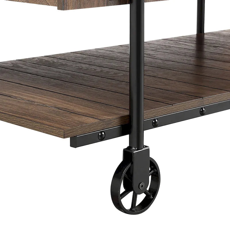 Hyssop Farmhouse Steel 2-Piece Coffee Table Set with Shelf by