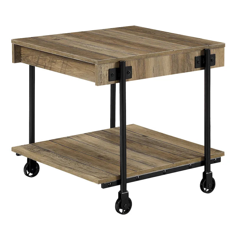 Hyssop Farmhouse Steel 2-Piece Coffee Table Set with Shelf by