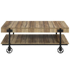 Hyssop Farmhouse Steel 2-Piece Coffee Table Set with Shelf by