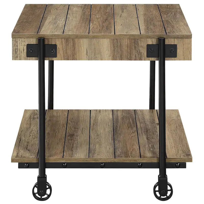 Hyssop Farmhouse Steel 2-Piece Coffee Table Set with Shelf by