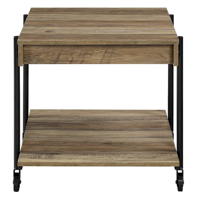 Hyssop Farmhouse Steel 2-Piece Coffee Table Set with Shelf by