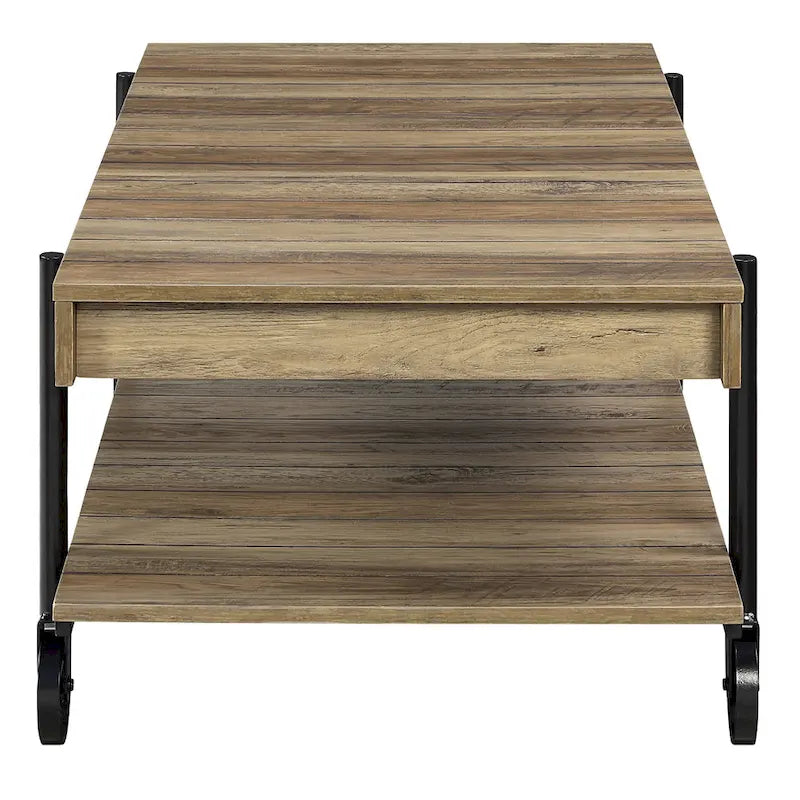 Hyssop Farmhouse Steel 2-Piece Coffee Table Set with Shelf by