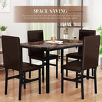 Modern Kitchen Dining Table Set for 4, Faux Marble Dining Set with 4 PU Leather Upholstered Chairs for Living Room, Kitchen