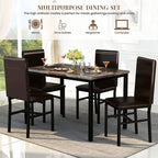 Modern Kitchen Dining Table Set for 4, Faux Marble Dining Set with 4 PU Leather Upholstered Chairs for Living Room, Kitchen